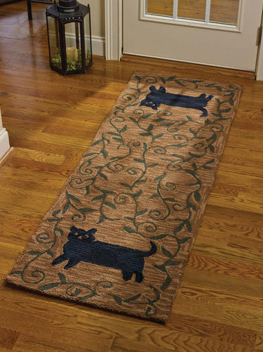 Cat Hooked Rug Runner - 24